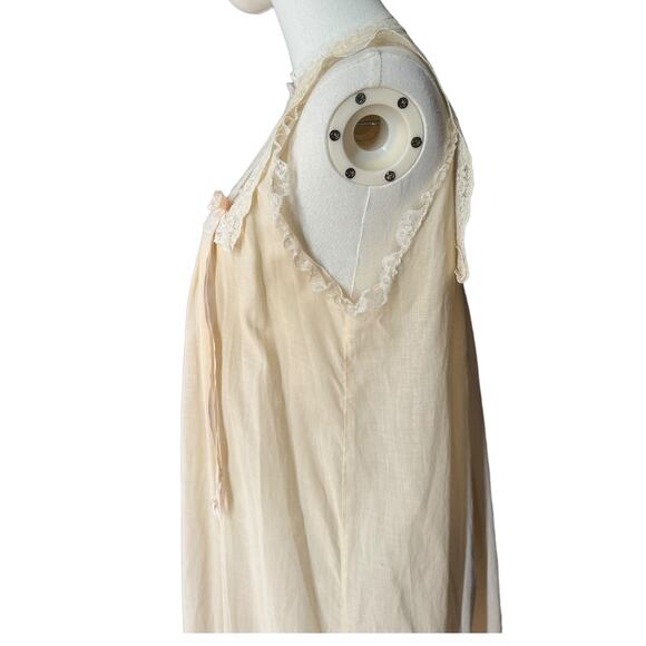 Vintage 50's Christian Dior cream & pink lace long nightgown size small - Picture 7 of 16